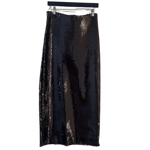 Zara Chocolate Sequin Maxi Skit NWT Size L - Picture 1 of 4